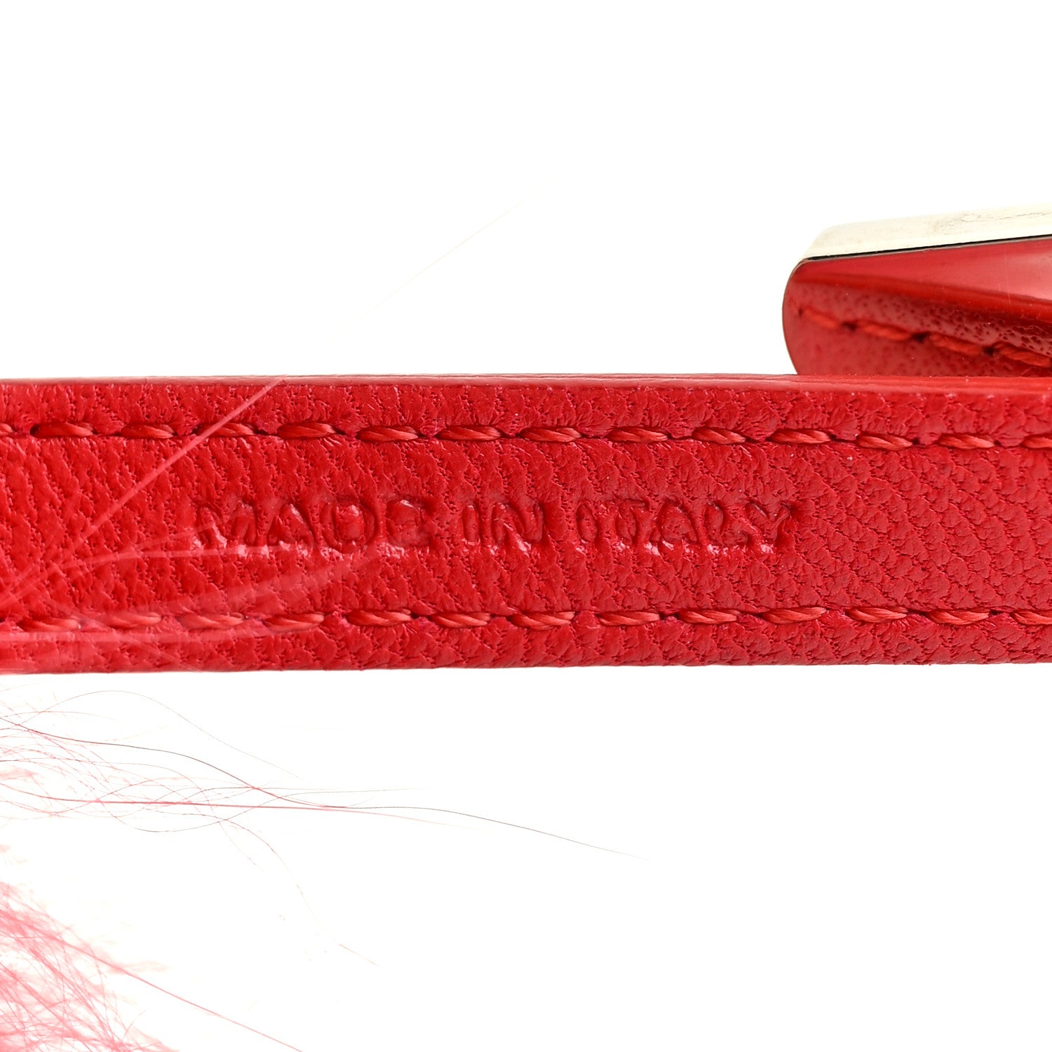 Fendi Fox Fur Shiny Nappa Bi-Color A ABCharm Bag Charm Rosso Chiaro Moro Strawberry 5 of 5