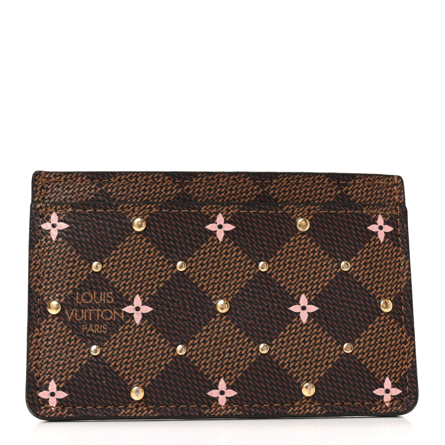 Damier Ebene Studded Card Holder