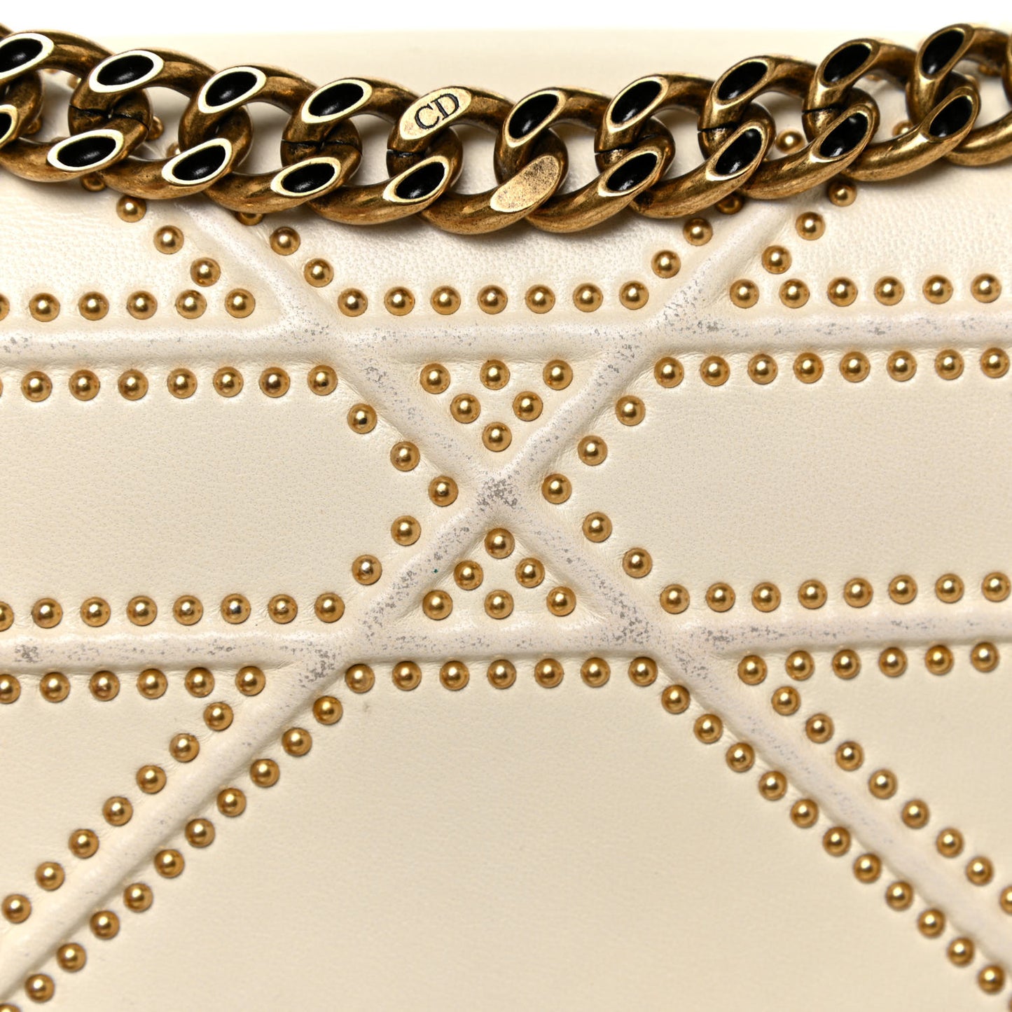 Lambskin Studded Medium Diorama Flap Bag Latte