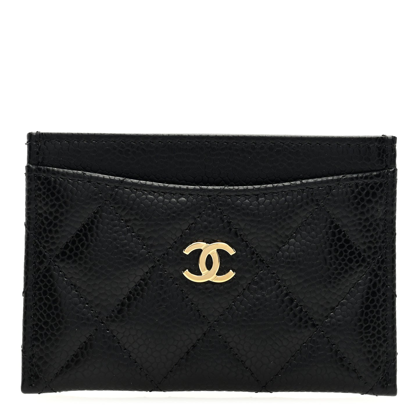 Caviar Quilted Card Holder Black