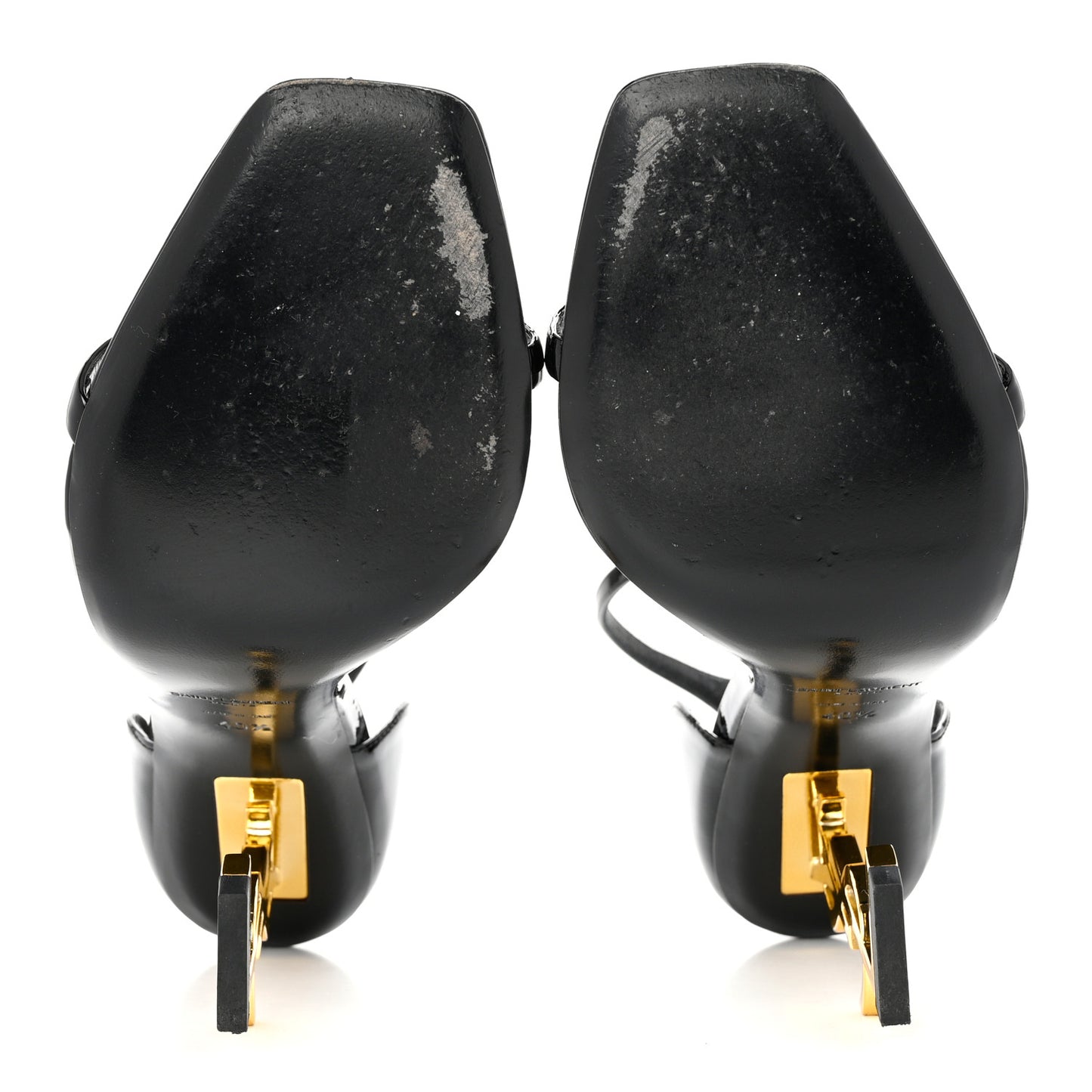 Patent Calfskin Opyum 110 Sandals 40.5 Black Gold