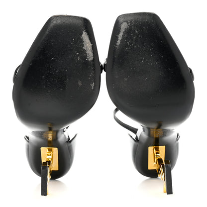 Saint Laurent Patent Calfskin Opyum 110 Sandals 40.5 Black Gold 5 of 8