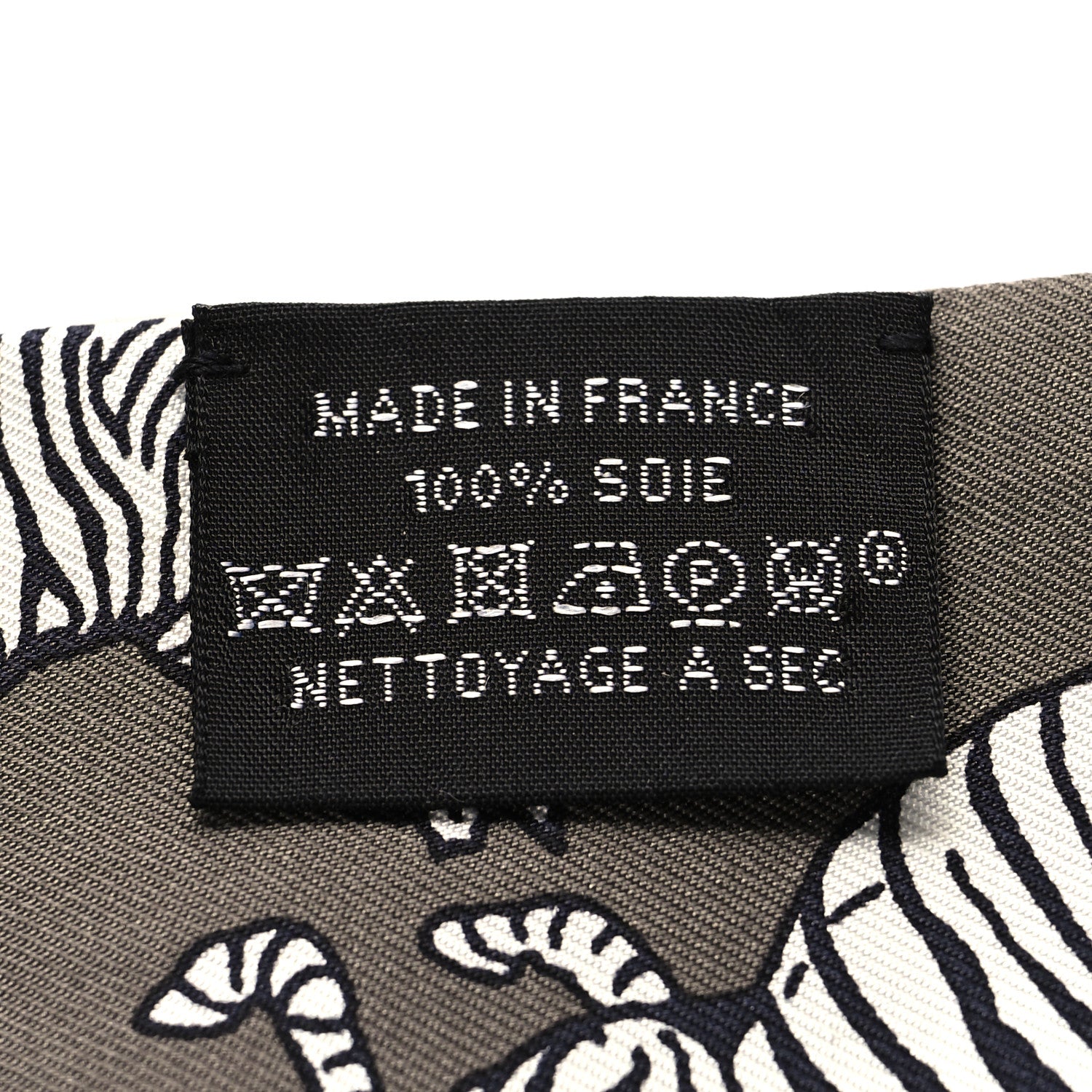 Hermes Silk Les Zebres Twilly Gris Taupe Black White 3 of 4
