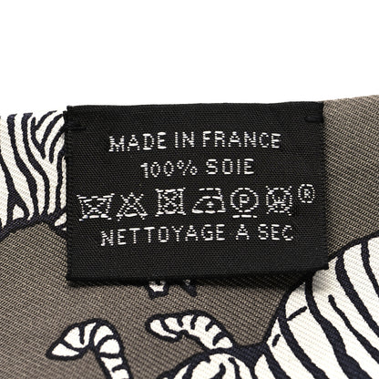 Hermes Silk Les Zebres Twilly Gris Taupe Black White 3 of 4