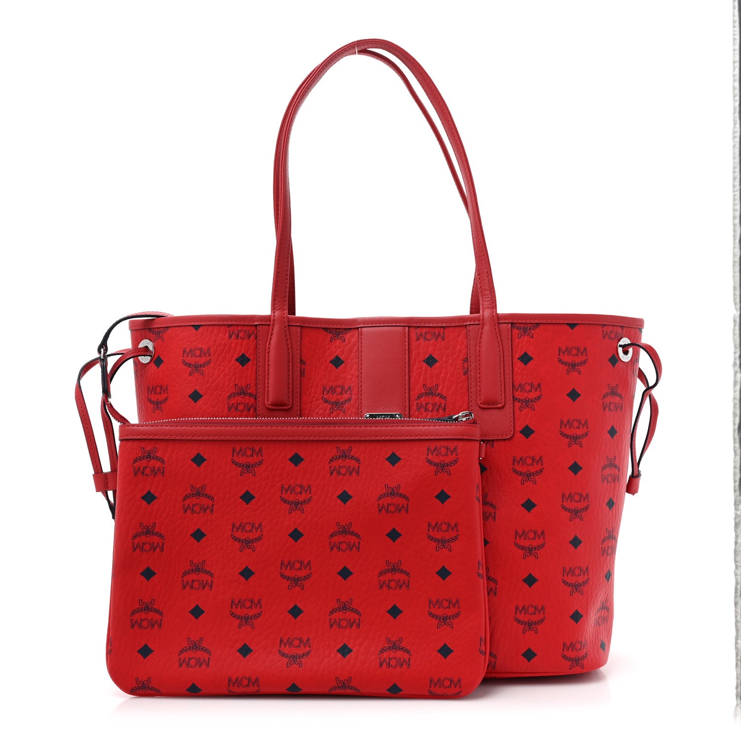 MCM Visetos Medium Liz Reversible Shopper Tote Ruby Red 3 of 16