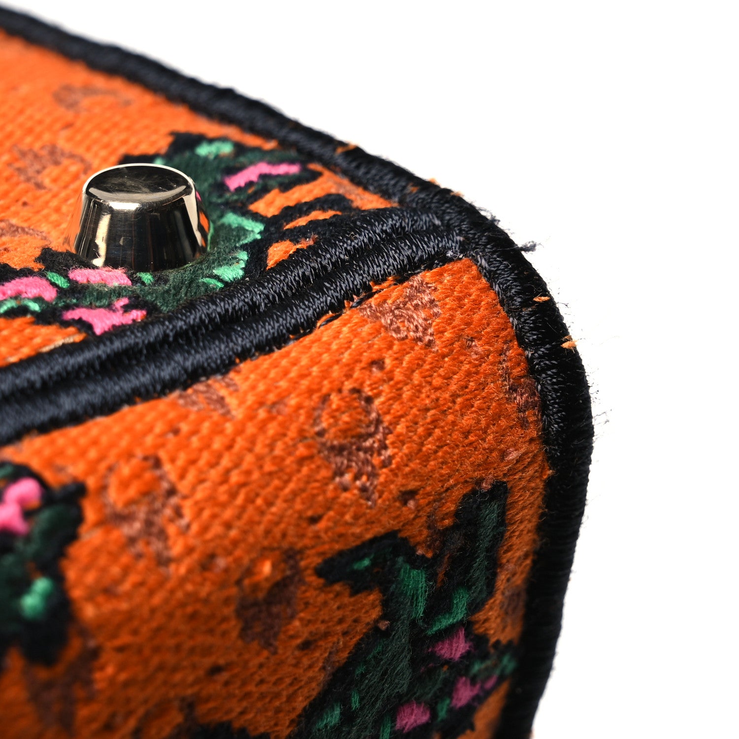 Christian Dior Canvas Embroidered Dino Medium Lady D-Lite Orange Multicolor 12 of 16