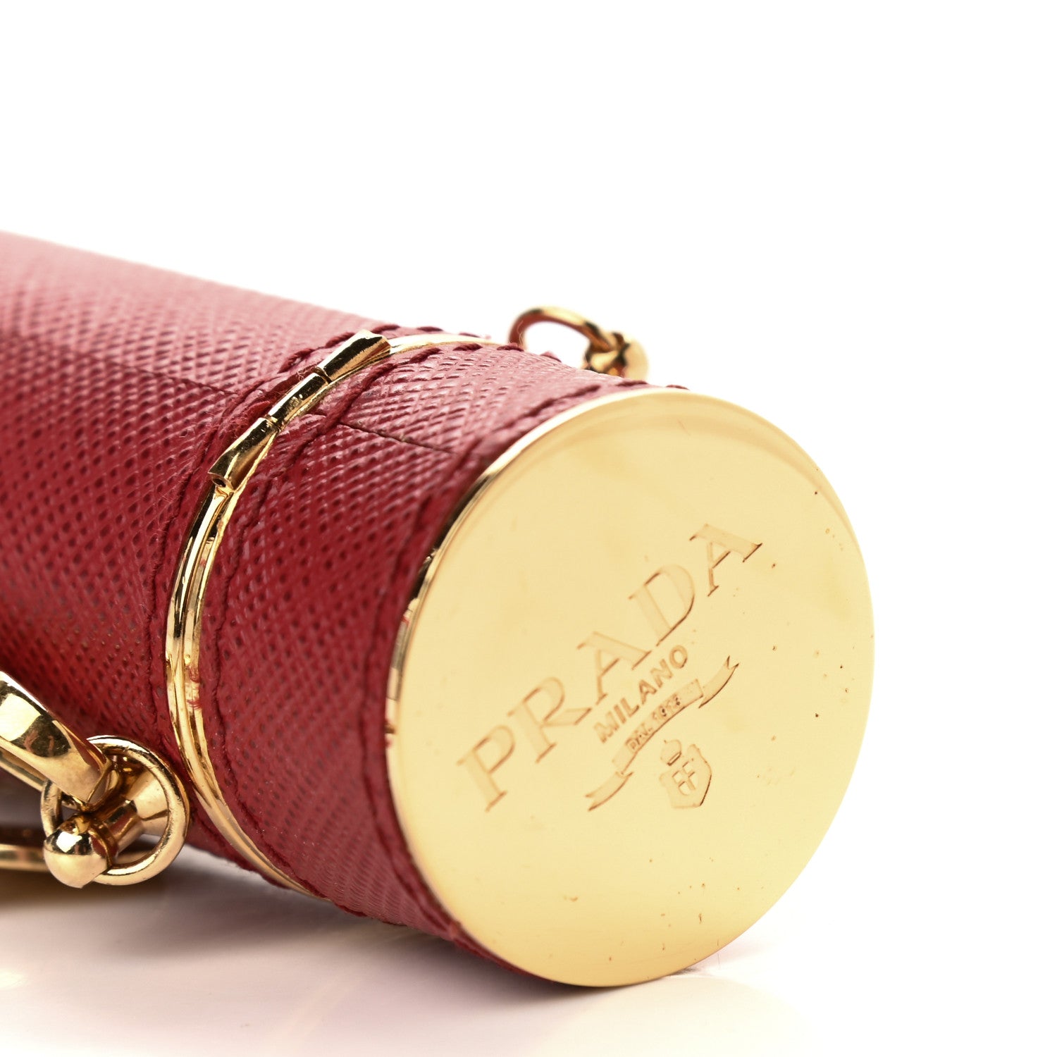 Prada Saffiano Logo Plaque Lipstick Case Fuoco 6 of 8
