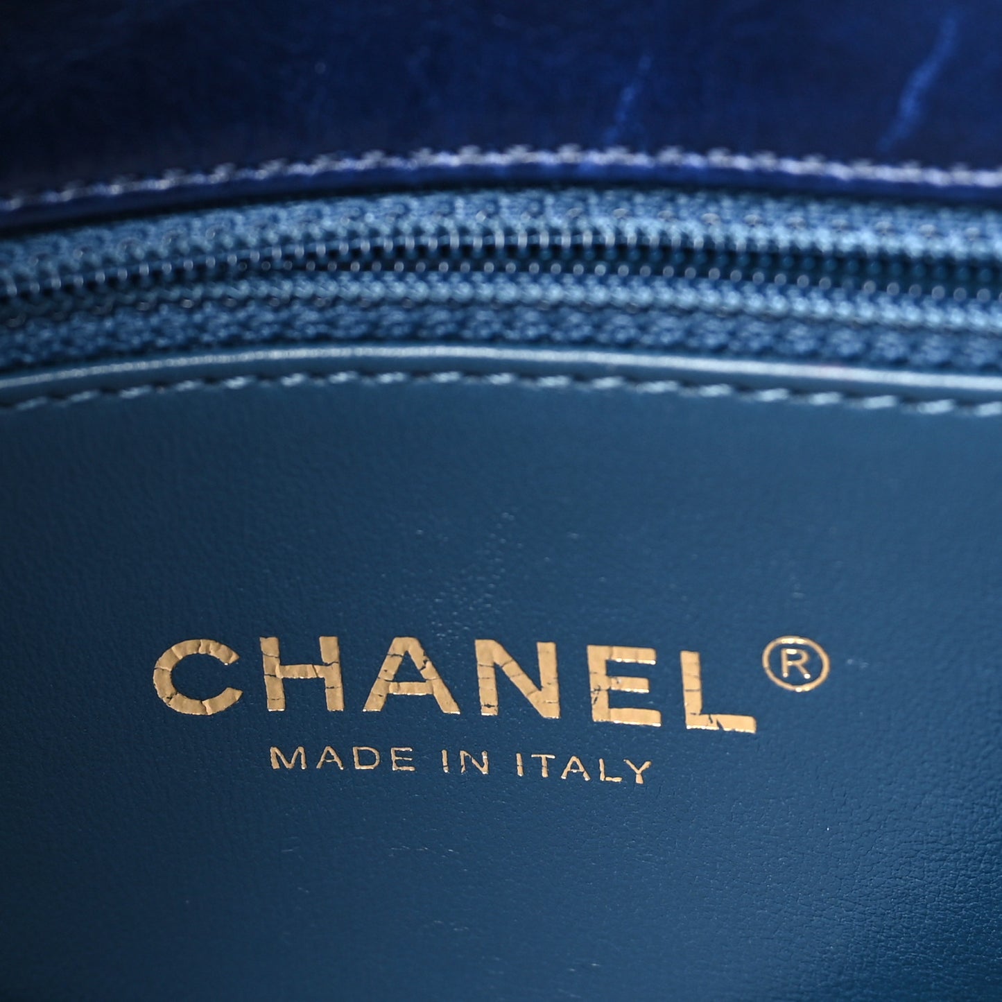 Calfskin Quilted Small Straight Lined Flap Blue