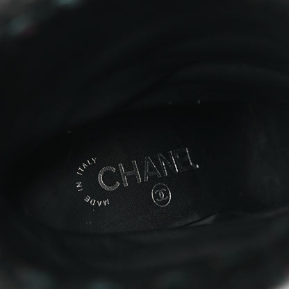 Chanel Tweed Patent CC Cap Toe Fold Over Boots 37 Black 9 of 10