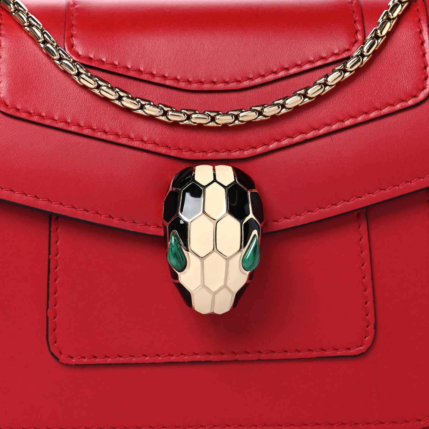 Calfskin Small Serpenti Forever Snake Strap Crossbody Bag Red