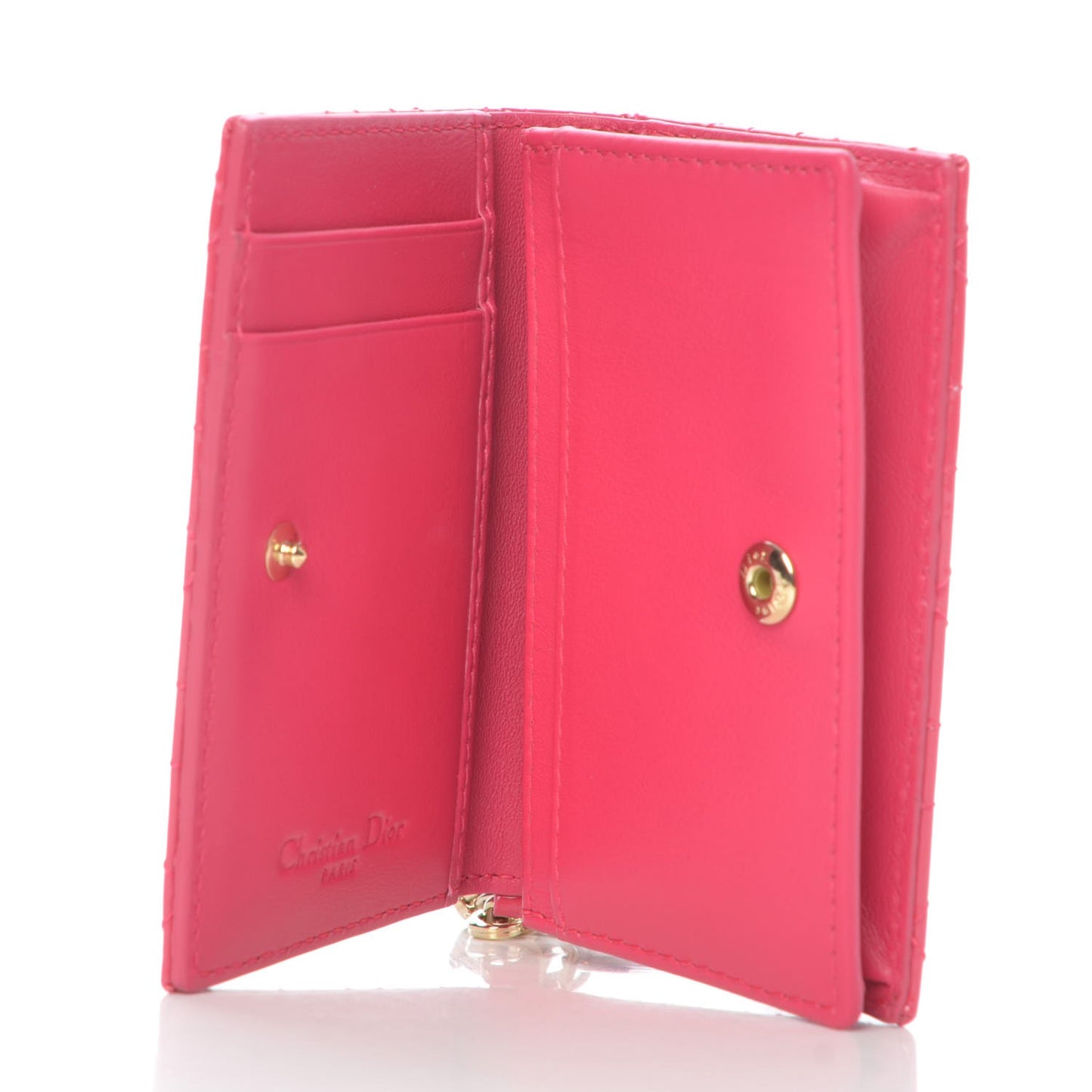 Patent Cannage Lady Dior Card Holder Fuchsia