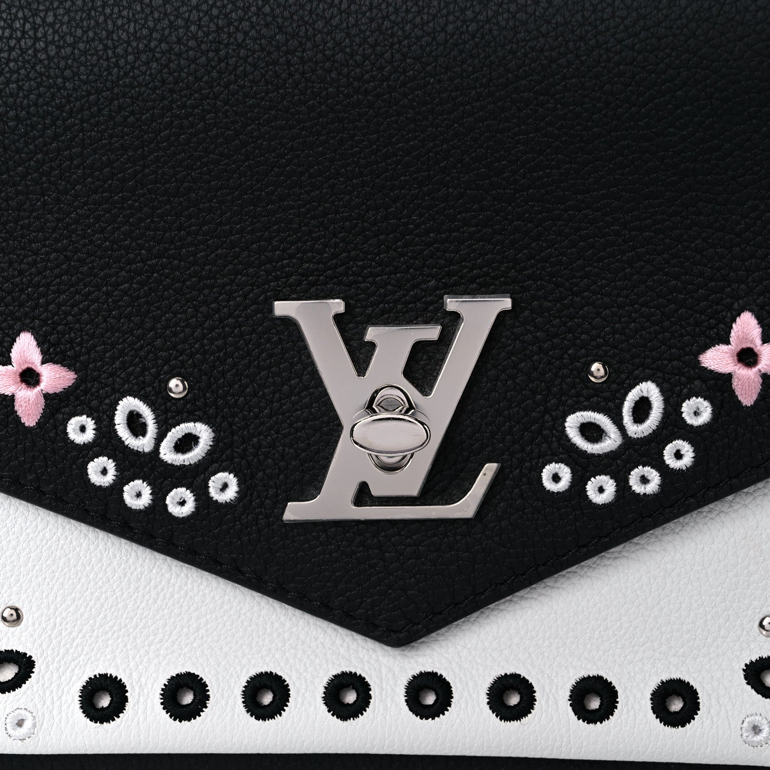 Louis Vuitton Soft Calfskin Embroidered My Lockme Chain Bag BB Black Snow White 10 of 10