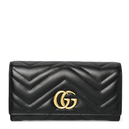 Gucci Calfskin Matelasse GG Marmont Continental Wallet Black 1 of 7