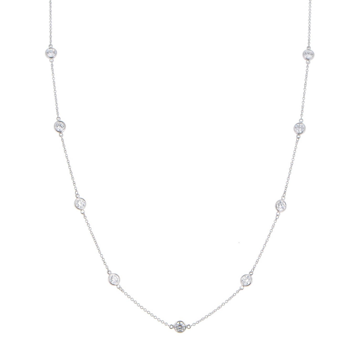 Tiffany Platinum Diamond .33ctw Elsa Peretti Diamonds by the Yard Station Necklace 1 of 6