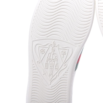 Gucci Calfskin Web Bee Embroidered Womens Ace Sneakers 39.5 White Green 6 of 10