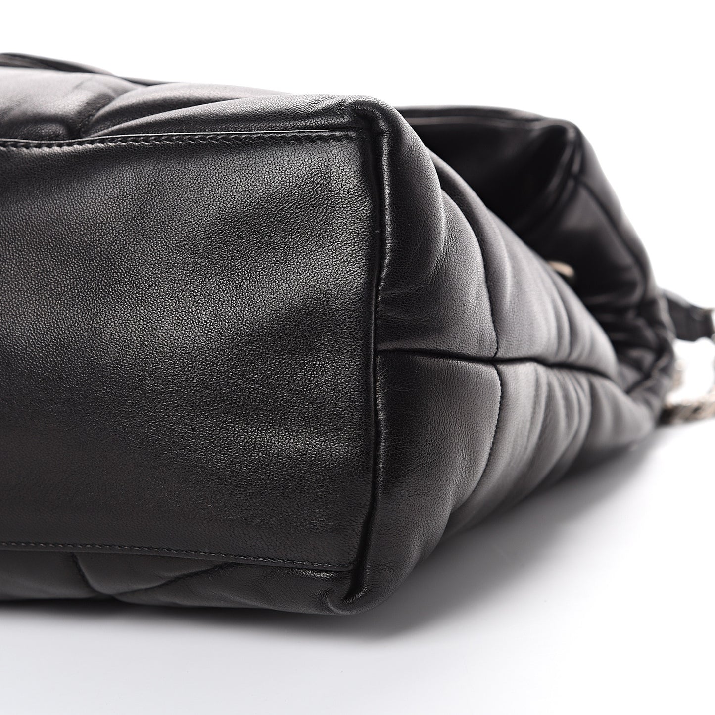 Lambskin Quilted Medium Loulou Puffer Monogram Chain Satchel Black