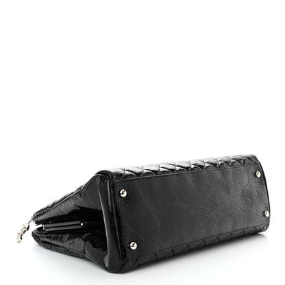 Chanel Glazed Calfskin Quilted Large Just Mademoiselle Bowling Bag Black 4 of 10