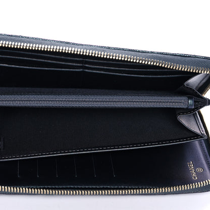 Chanel Iridescent Caviar Quilted Long Zip Around Wallet Black 6 of 14