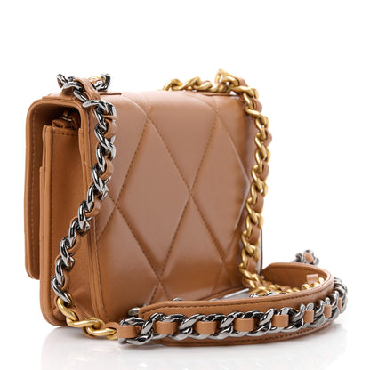 Chanel Lambskin Quilted Chanel 19 Wallet On Chain WOC Brown 3 of 12