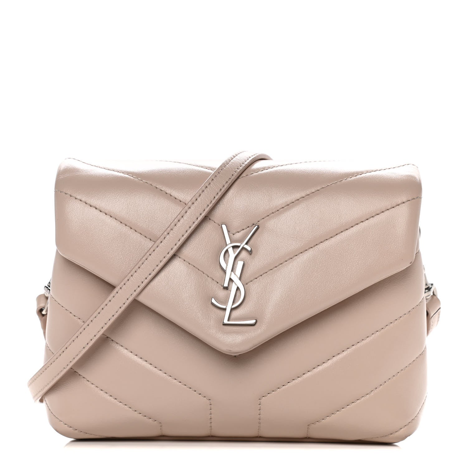 Saint Laurent Calfskin Y Quilted Monogram Toy Loulou Crossbody Bag Light Natural 1 of 20