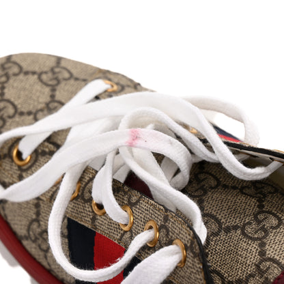 Gucci GG Supreme Monogram Ayers Web Mens New Ace Sneakers 8 Beige Ebony Red 11 of 12