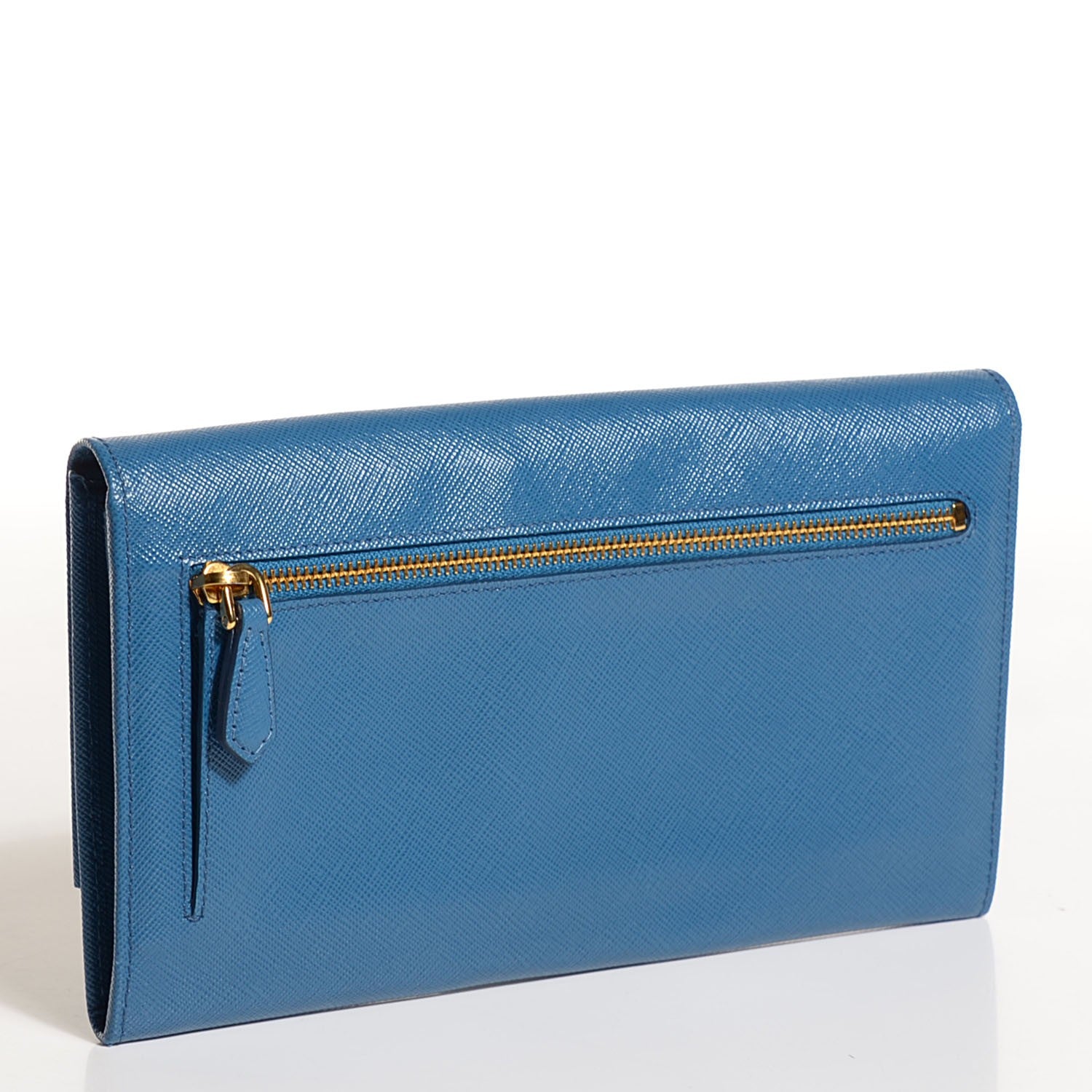 Prada Saffiano Metal Clutch Cobalto 3 of 9