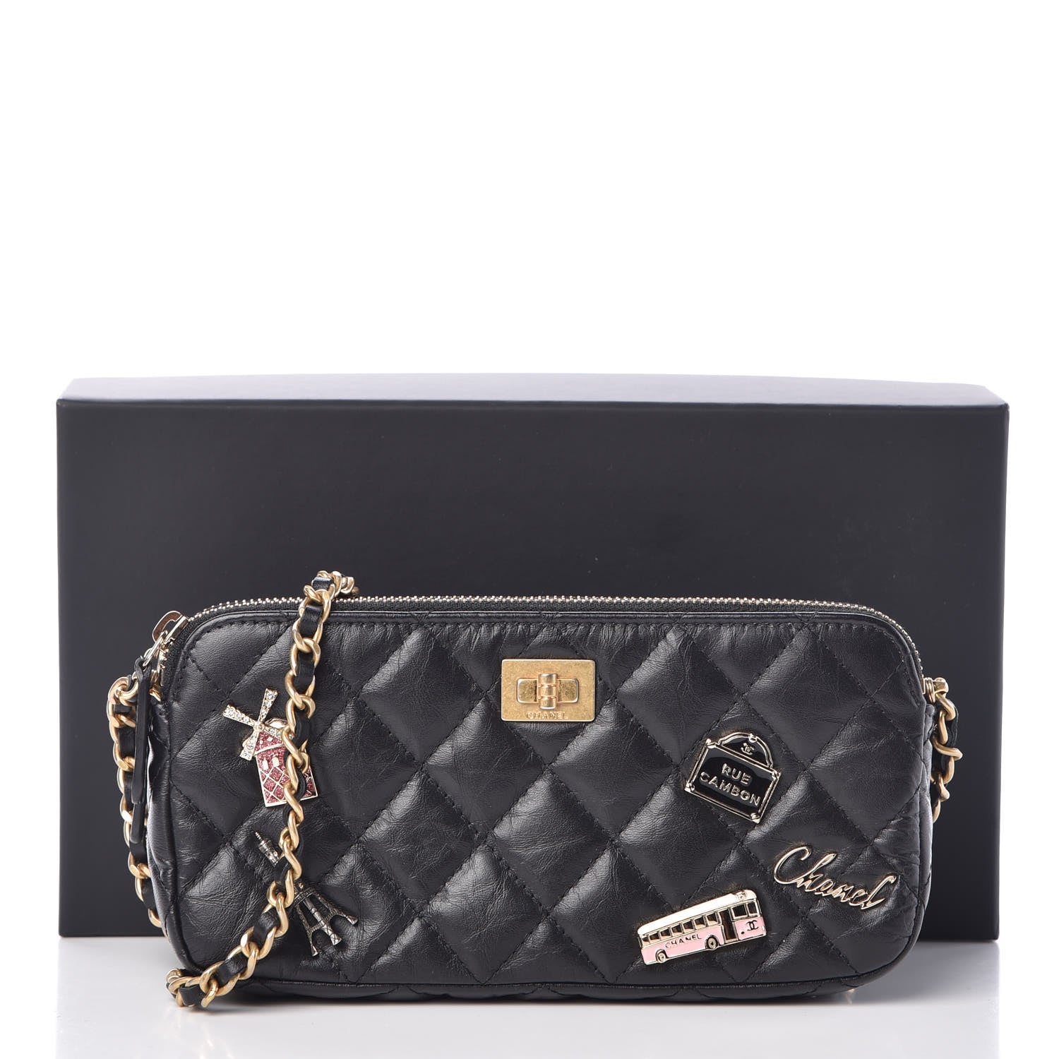 Chanel Aged Calfskin Lucky Charms 2.55 Reissue Small Clutch With Chain Black 9 of 9
