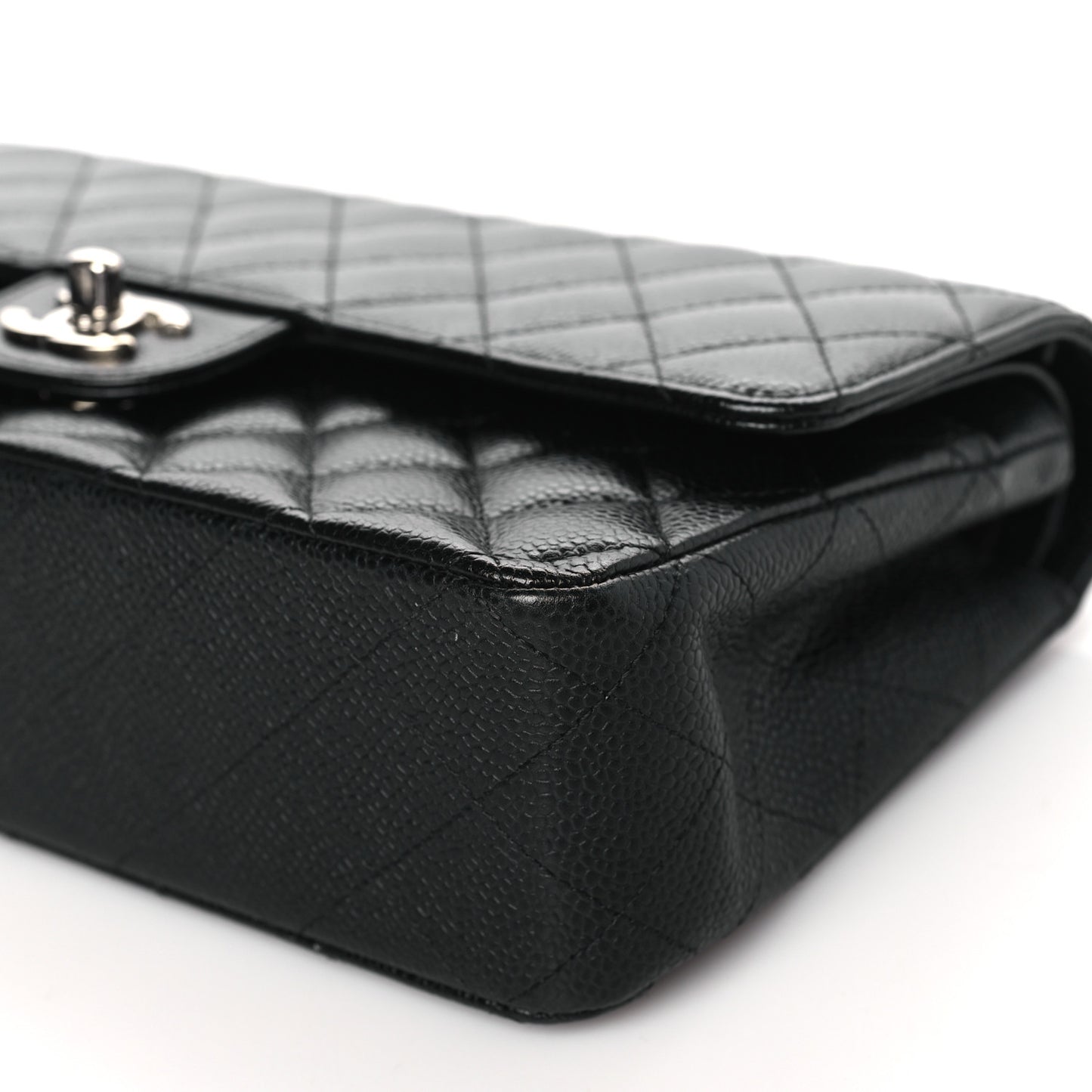 Caviar Quilted Medium Double Flap Black