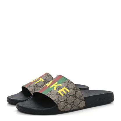Gucci GG Supreme Monogram Fake/Not Mens Slide Sandals 11 Beige Ebony 4 of 11