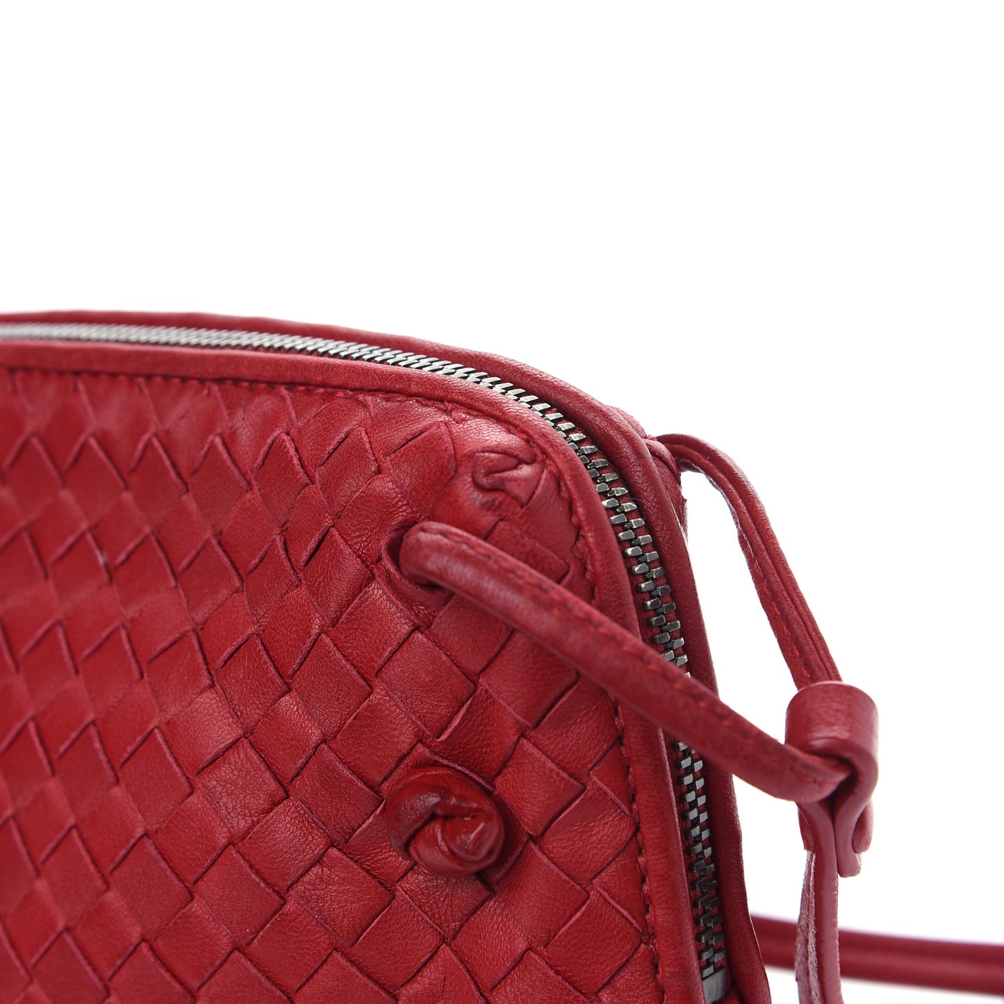 Nappa Intrecciato Nodini Crossbody Messenger Red