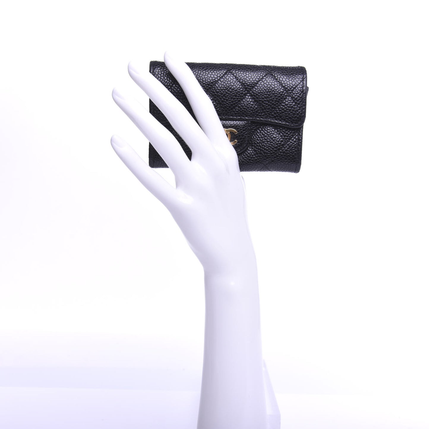 Caviar Quilted Flap Card Holder Black