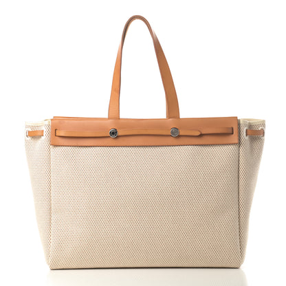 Hermes Toile Vache Hunter Herbag Cabas MM Natural 3 of 15