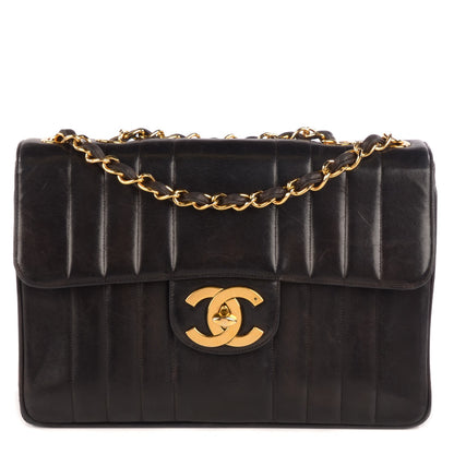 Chanel Lambskin Vertical Quilt Jumbo Flap Black 1 of 10