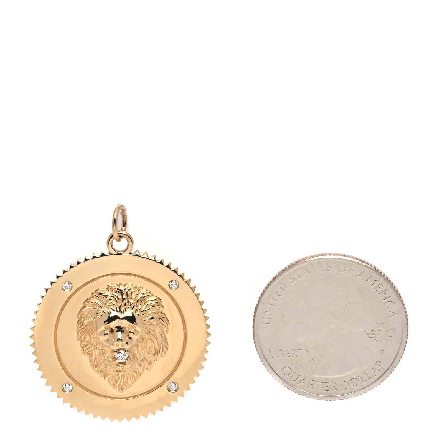 Foundrae 18K Yellow Gold Diamond Large Strength Medallion Pendant 2 of 5