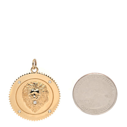 Foundrae 18K Yellow Gold Diamond Large Strength Medallion Pendant 2 of 5