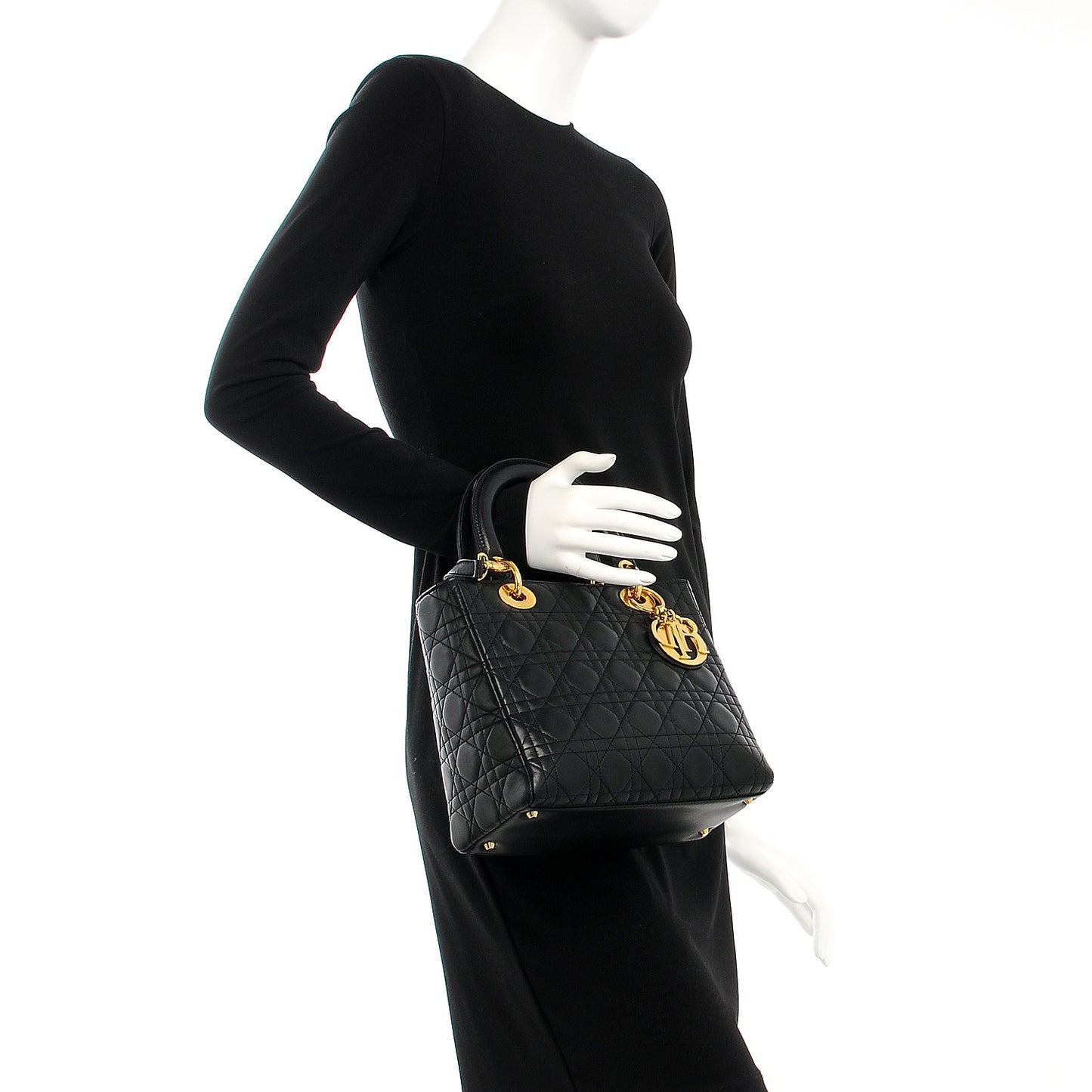 Lambskin Cannage Medium Lady Dior Black