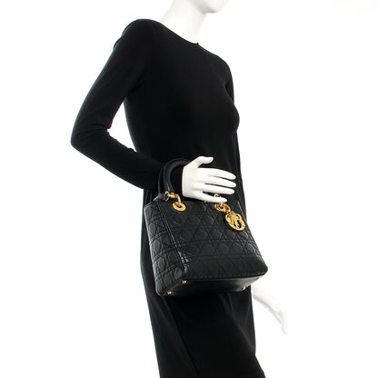 Christian Dior Lambskin Cannage Medium Lady Dior Black 3 of 8