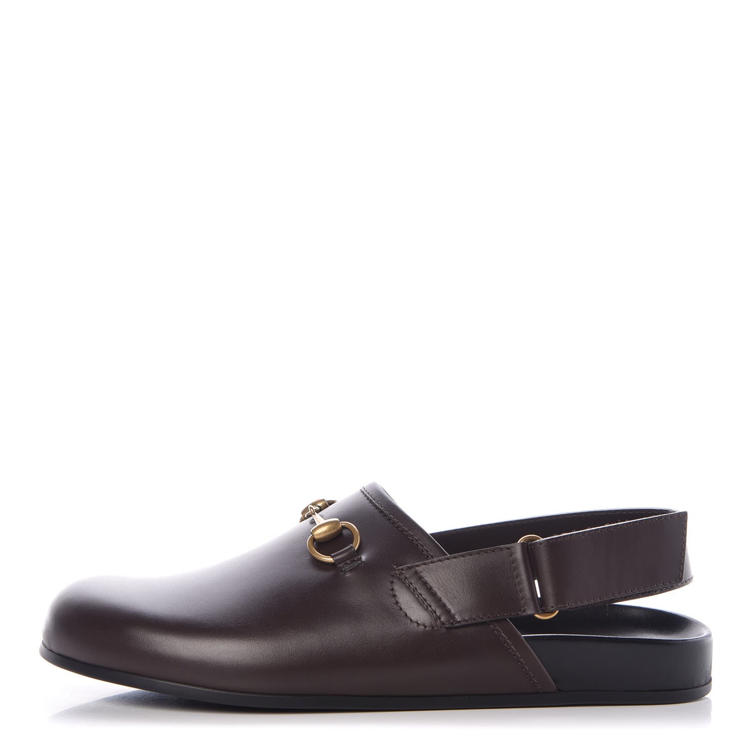 Gucci Calfskin Mens Horsebit River Slingback Slippers 9 Cocoa 1 of 10