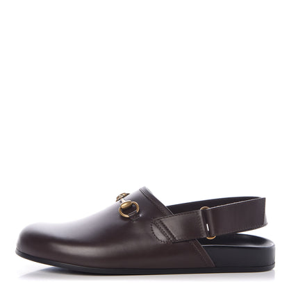 Gucci Calfskin Mens Horsebit River Slingback Slippers 9 Cocoa 1 of 10
