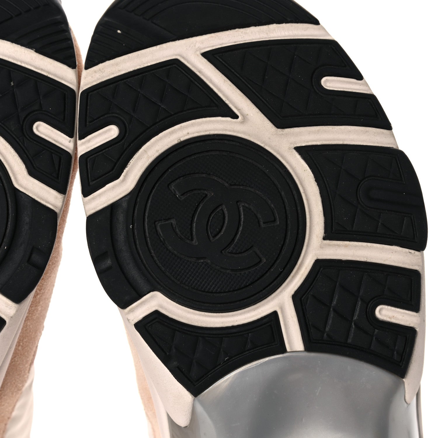Chanel Nylon Lambskin Suede Calfskin CC Sneakers 38 Pink White Black 6 of 15