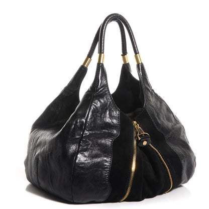 Jimmy Choo Leather Suede Mandah Tote Black 3 of 8