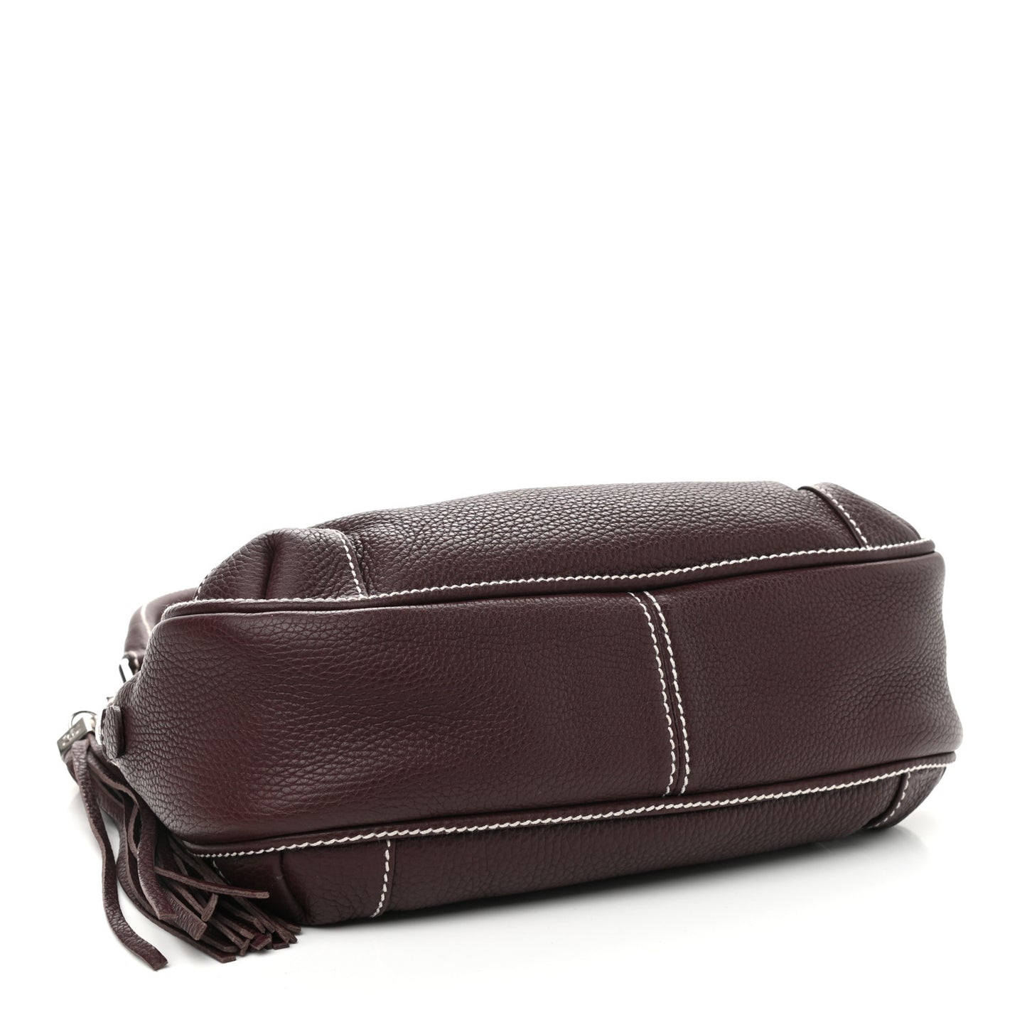 Grained Calfskin Tassel Hobo Dark Bordeaux