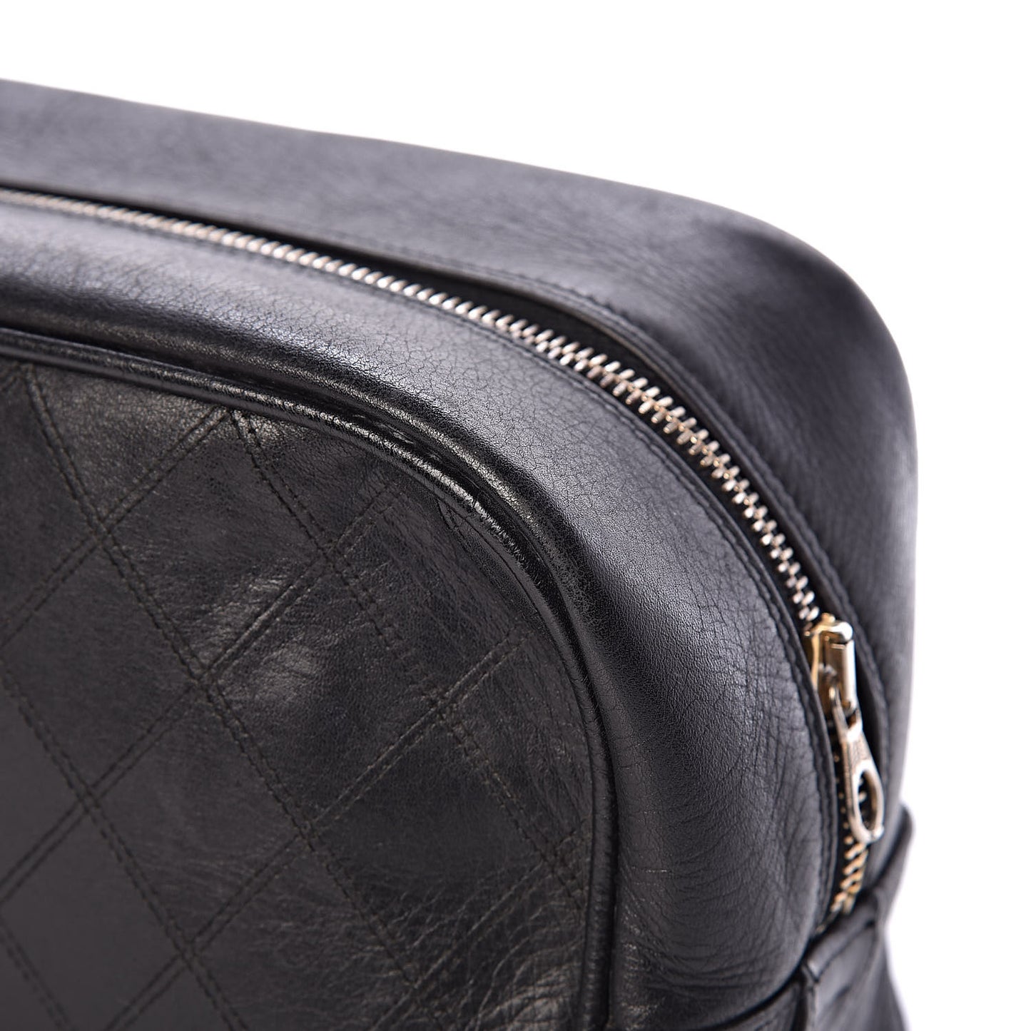 Lambskin Diamond Stitch Cosmetic Case Black