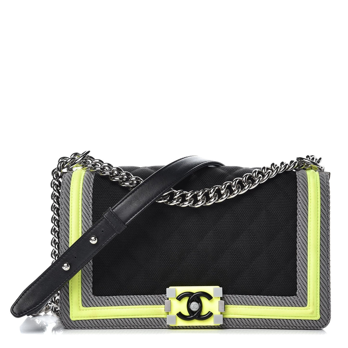 Canvas Quilted Medium Fluo Boy Flap Black Grey Yellow