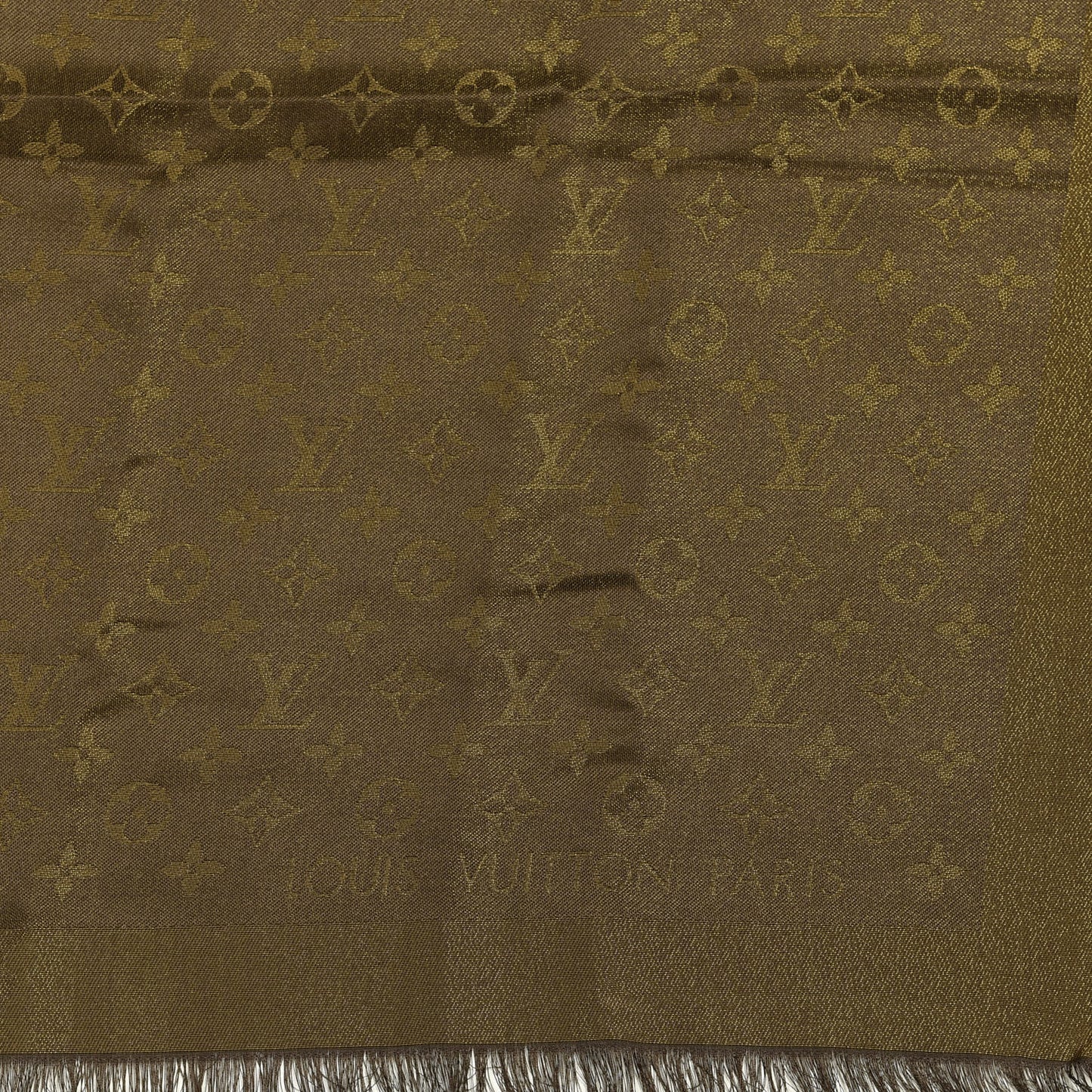 Silk Lurex Wool Monogram Shine Shawl Brown