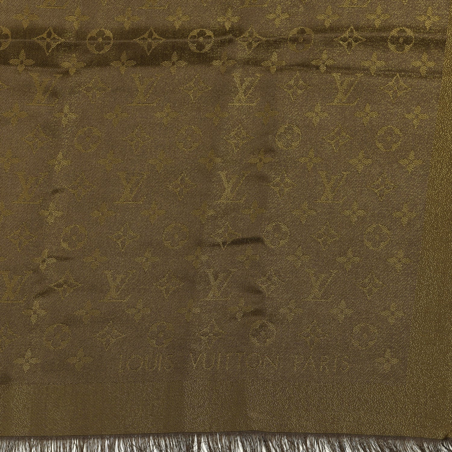 Louis Vuitton Silk Lurex Wool Monogram Shine Shawl Brown 2 of 3