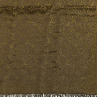 Louis Vuitton Silk Lurex Wool Monogram Shine Shawl Brown 2 of 3