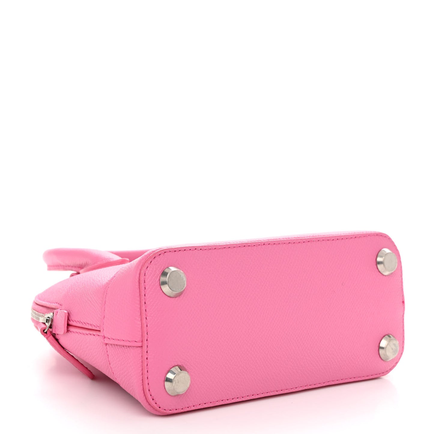 Signature Grained Calfskin Logo XXS Ville Top Handle Bag Rose Bubblegum Black