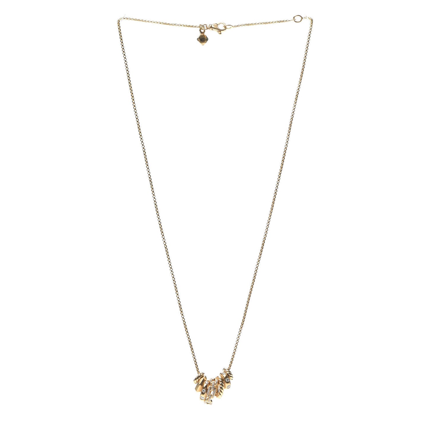 18K Yellow Gold Diamond Stax Rondelle Pendant Necklace