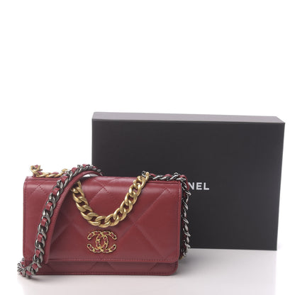 Chanel Goatskin Quilted 19 Wallet On Chain WOC Red 13 of 13
